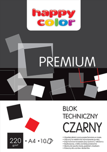 Blok techniczny kol. czarny A4 220g 10 kartek HAPPY COLOR HA 3722 2030-9