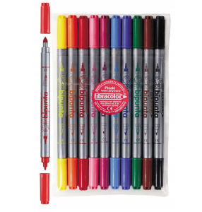 Flamastry dwustronne FIBRACOLOR BIPUNTA 544SW 2mm / 4,5mm kpl. 10 kol. etui 584BP10E