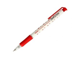 Długopis olejowy automatyczny TOMA SUPERFINE TO-069 kol. czerwony kol. obudowy biało-czerwony w gwiazdki 0,5mm
