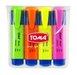 Zakreślacz TOMA Mistral mix kolorów neonowych 4 szt. TO-334-4