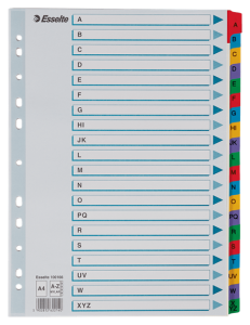 Przekładki alfabetyczne A4 A-Z ESSELTE karton kol. biały 100166