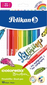 Flamastry pędzelkowe PELIKAN COLORELLA Brushpen kpl. 10 kol. etui 814577