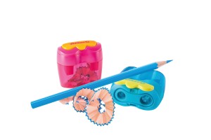 Temperówka plastikowa podwójna z pojemnikiem PELIKAN mix kolorów 700238