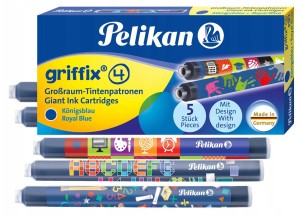 Naboje do piór wiecznych PELIKAN GRIFFIX długie kol. niebieski 5 szt. zmywalne 960583