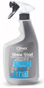 Preparat/płyn płyn do czyszczenia i konserwacji, nabłyszczania powierzchni ze stali szlachetnej CLINEX Shine Steel 650ml z atomizerem CL77628
