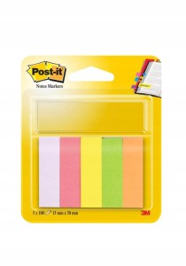 Zakładki indeksujące 15 x 50mm papier POST-IT 670/5 wielokolorowy 500 zakładek (5 x 100) 3M-UU009543362