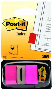 Zakładki indeksujące 25 x 43mm tworzywo POST-IT 680-21 kol. różowy neonowy z dyspenserem 50 zakładek 3M-70071392743