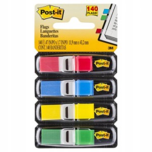 Zakładki indeksujące 12 x 43mm tworzywo POST-IT 683-4 wielokolorowy z dyspenserem 140 zakładek (4 x 35) 3M-70071353570