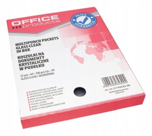 Koszulki na dokumenty krystaliczne A4 100 szt. OFFICE PRODUCTS 55mic 21142535-90