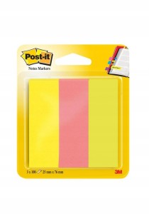 Zakładki indeksujące 26 x 76mm papier POST-IT 671/3 wielokolorowy 300 zakładek (3 x 100) 3M-UU009543354
