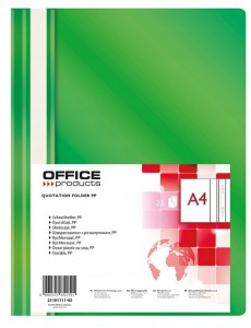 Skoroszyt uniwersalny A4 OFFICE PRODUCTS plastikowy kol. zielony miękki 21101111-02