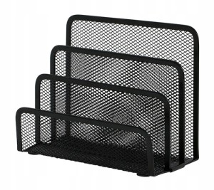 Stojak na korespondencję z 3 przegródkami 170 x 135 x 83mm Q-CONNECT OFFICE SET metalowa siatka kol. czarny KF00876