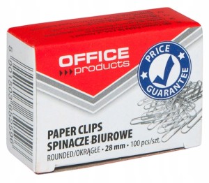 Spinacze biurowe okrągłe OFFICE PRODUCTS 28mm kol. srebrny 100 szt. pudełko 18082815-19