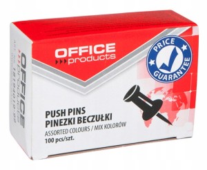 Pinezki tablicowe beczułki OFFICE PRODUCTS wielokolorowy 100 szt. pudełko 18194019-99