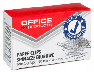 Spinacze biurowe okrągłe OFFICE PRODUCTS 50mm kol. srebrny 100 szt. pudełko 18085015-05