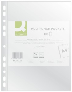 Koszulki na dokumenty krystaliczne A4 100 szt. Q-CONNECT 50mic KF15721