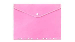 Teczka kopertowa A4 BIURFOL tworzywo sztuczne kol. różowy pastelowy z perforacją TKZP-04-01