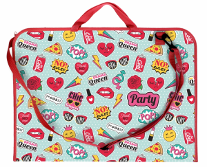 Teczka na rysunki na suwak A3+ 30mm BIURFOL tworzywo sztuczne wzór Stickers, regulowany pasek na ramię TER-01-08