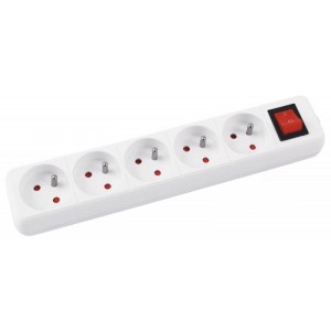 Listwa zasilająca 5m 5 gniazd OFFICE PRODUCTS kol. biały z wyłącznikiem 13115541-14