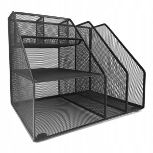 Przybornik organizer Q-CONNECT OFFICE SET siatka metalowa wielofunkcyjny kol. czarny 8 komór KF18473