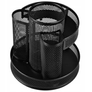 Przybornik organizer Q-CONNECT OFFICE SET siatka metalowa wielofunkcyjny kol. czarny obrotowy KF17294
