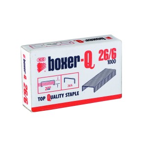 Zszywki 26/6 uniwersalne ICO BOXER 25 kartek kol. srebrny 1000 szt. ISAXBQ26/6