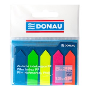 Zakładki indeksujące 12 x 42mm tworzywo DONAU wielokolorowy neonowy 125 zakładek (5 x 25) 7556001PL-99