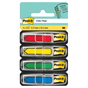 Zakładki indeksujące 12 x 43mm tworzywo POST-IT 684-ARR3 wielokolorowy neonowy z dyspenserem 96 zakładek (4 x 24) strzałki 3M-70071353604