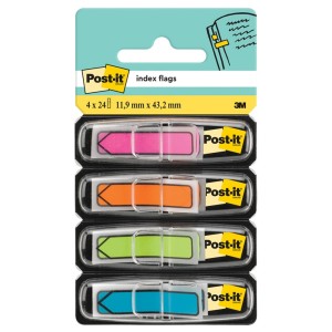 Zakładki indeksujące 12 x 43mm tworzywo POST-IT 684-ARR4 wielokolorowy neonowy z dyspenserem 96 zakładek (4 x 24) strzałki 3M-70071353612