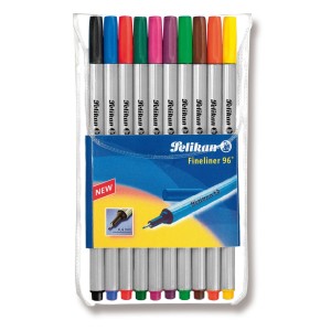 Cienkopis PELIKAN FINELINER 96 wielokolorowy 0,4mm 10 szt. w kartonowym etui 940676