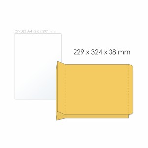 Koperta rozszerzana C4 HK NC KOPERTY RBD kol. brązowy papier 229 x 324 x 38mm 130g 250 szt. 41633067