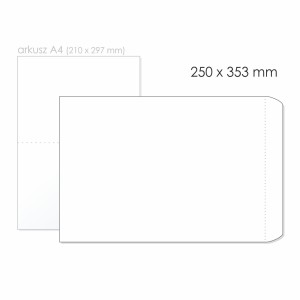 Koperta uniwersalna B4 SK NC KOPERTY kol. biały papier 250 x 353mm 100g 250 szt. 31721030