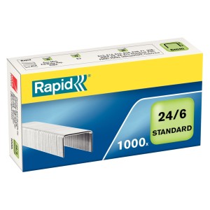 Zszywki 24/6 uniwersalne RAPID Standard 20 kartek kol. srebrny 1000 szt. 24855600