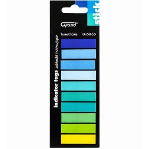 Zakładki indeksujące 12 x 45mm tworzywo GRAND wielokolorowy 200 zakładek Forest lake 10 kol. po 20 zakładek GR-089-20