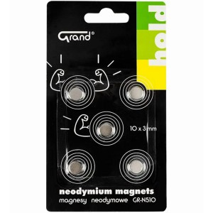 Magnesy neodymowe do tablic GRAND  rozmiar 10x3mm 5 szt. GR-N510