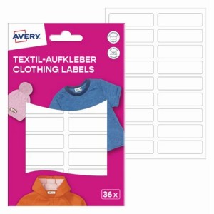 Naklejki do oznaczania odzieży wodoodporne foliowe AVERY ZWECKFORM 46 x 13mm kol. biały 36 szt. ETVET36