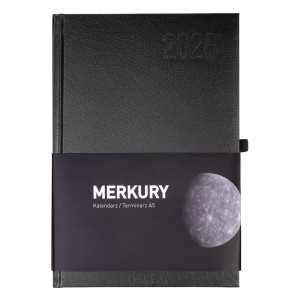 Kalendarz 2027 książkowy A5 dzienny registry drukowane OPUS Merkury kol. czarny [O.Diary Merkury]