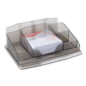 Przybornik organizer OFFICE PRODUCTS tworzywo sztuczne wielofunkcyjny kol. dymny 6 komór + karteczki [18156411-91]