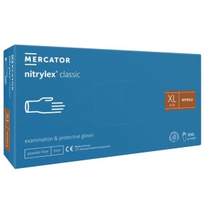 Rękawice jednorazowe medyczne nitrylowe MERCATOR bezpudrowe XL kol. niebieski 100 szt.