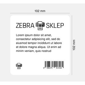 Etykiety do drukarek termotransferowych uniwersalne w rolce trwałe papierowe 102 x 102mm kol. biały 700 szt. Zebra Z-Select 2000T, rdzeń 25mm [3006321]