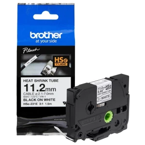 Rurka termokurczliwa BROTHER HSE-231 kol. czarny na białym 11,7mm x 1,5m na kabel Ø3,6 – Ø7mm