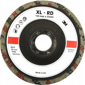 Dysk ścierny 3M SCOTCH-BRITE XL-RD nakrętka 125mm x 6mm x 22mm włóknina 8ACRS kol. brązowy sprasowany