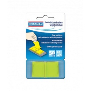 Zakładki indeksujące 25 x 45mm tworzywo DONAU kol. żółty z dyspenserem 50 zakładek [7558001PL-06]