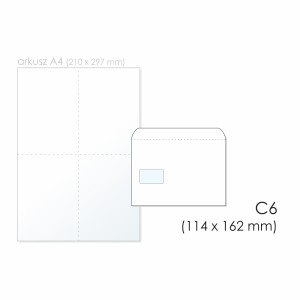 Koperta uniwersalna C6 SK NC KOPERTY kol. biały papier 114 x 162mm 75g okno lewe 45 x 90mm 1000 szt. [11021300]
