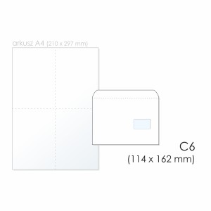 Koperta uniwersalna C6 SK NC KOPERTY kol. biały papier 114 x 162mm 75g okno prawe 45 x 90mm 1000 szt. [11021200]