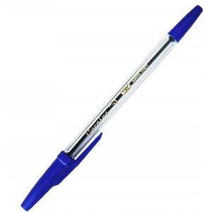 Długopis olejowy zwykły OK.OFFICE kol. niebieski kol. obudowy przezroczysty 1mm [PSH 007 / TYG 007]
