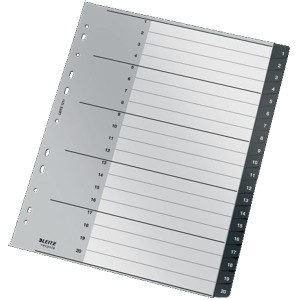 Przekładki numeryczne A4 1-20 LEITZ plastik wielokolorowy Recycle [12110000]