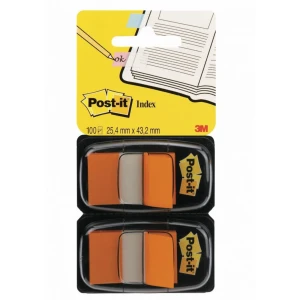 Zakładki indeksujące 25 x 43mm tworzywo POST-IT 680-O2EU kol. pomarańczowy z dyspenserem 100 zakładek (2 x 50) [3M-UU008930198]