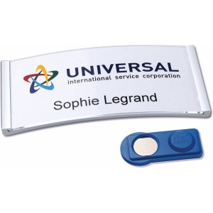 Identyfikator magnetyczny BADGEPOINT Polar 35 Classic 34 x 80mm z magnesem poziomy kol. przezroczysty z metaliczną ramką 5 szt. [POL35MA66-5DR]