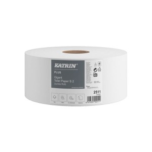 Papier toaletowy celulozowy 2 warstwy kol. biały KATRIN Gigant S2 | Ø180mm szer. 88mm dł. 100m 400 listków | 1 rolka [2511]